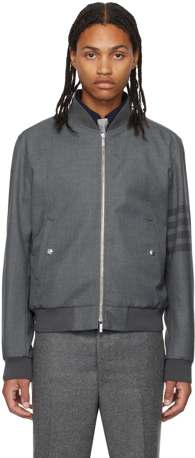 Thom Browne Gray 4-bar Jacket In 035 Med Grey