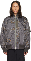 SACAI GRAY BANDANA PRINT BOMBER JACKET