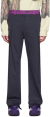 Kiko Kostadinov Belt-lined Casual Pants In Dim Grey / Dahlia