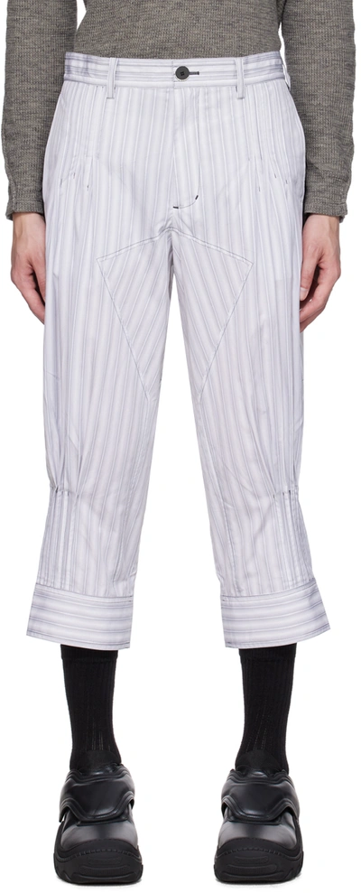 Kiko Kostadinov Gray Sorelle Trousers In Light Grey Stripes