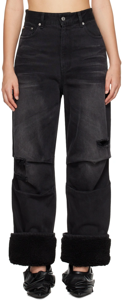We11 Done Black Shearling Jeans