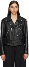 We11 Done Black Printed Leather Jacket In Black