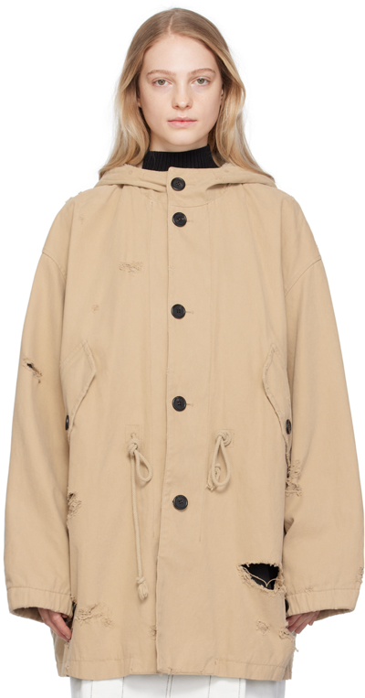 We11 Done Beige Distressed Coat