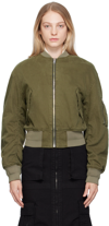 We11 Done Khaki Ma-1 Denim Bomber Jacket In Khaki