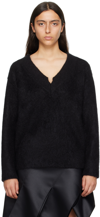 WE11 DONE BLACK V-NECK SWEATER