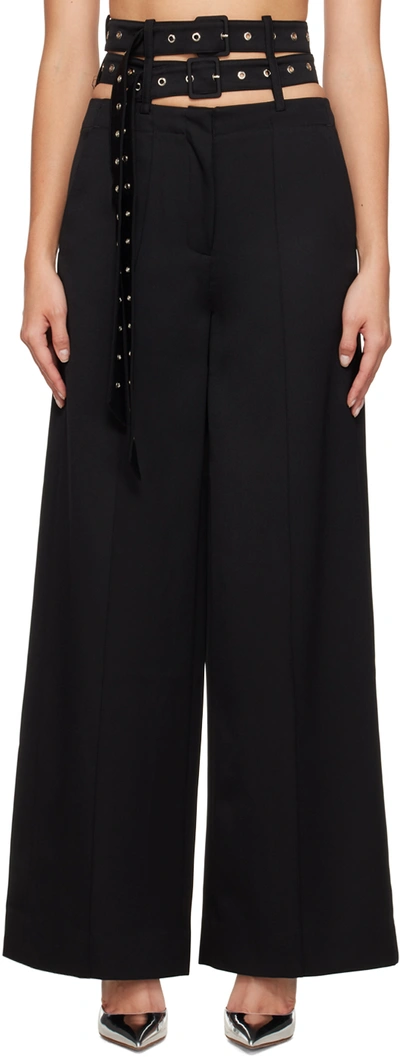 Rokh Double Belt Detailed Trousers In Black