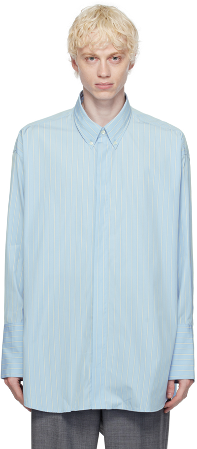 Ami Alexandre Mattiussi Blue & White Button Down Shirt In Blue/ Ivory/476