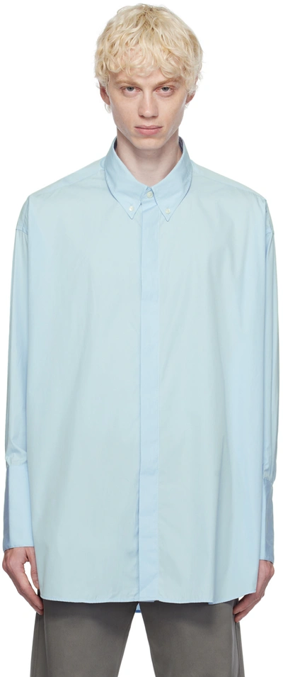 Ami Alexandre Mattiussi Blue Button Down Shirt In Feather Blue/439