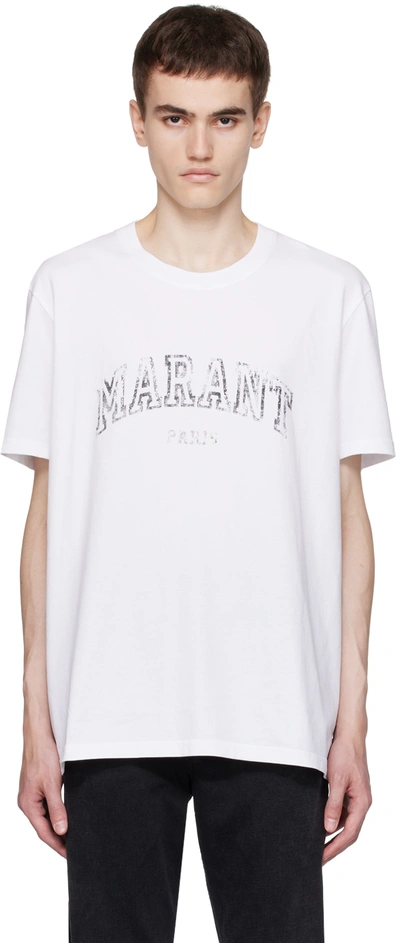 Isabel Marant Logo-print Cotton-jersey T-shirt In 20wh White