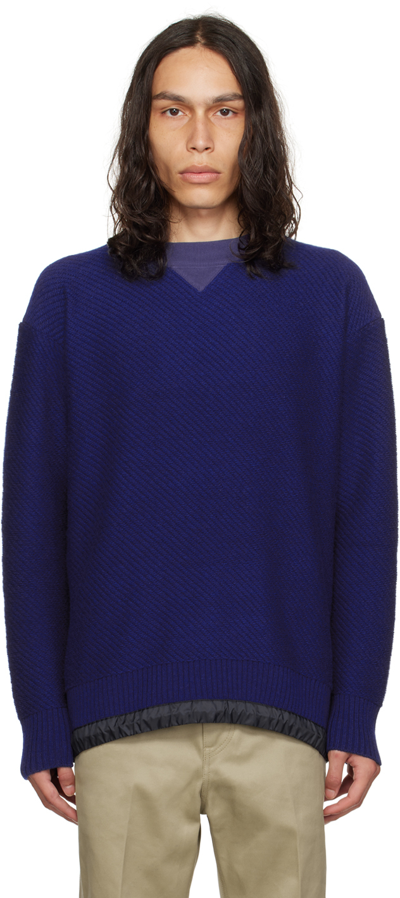 Sacai Blue Crewneck Sweater In 401 Blue