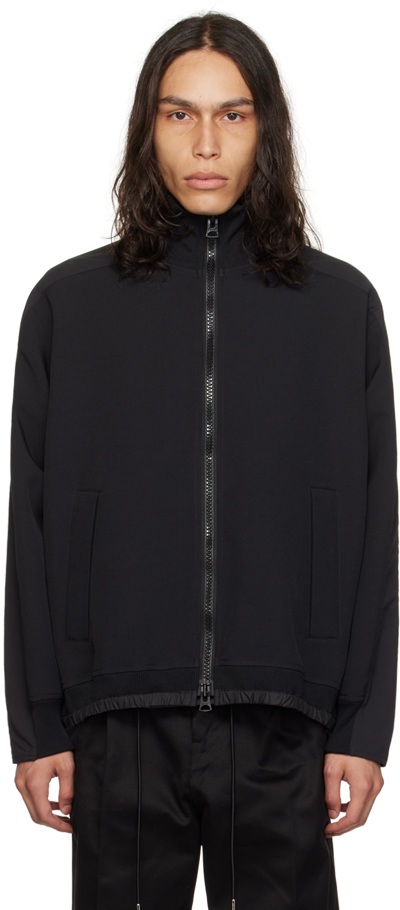 Sacai Black Zip Sweatshirt In 001 Black