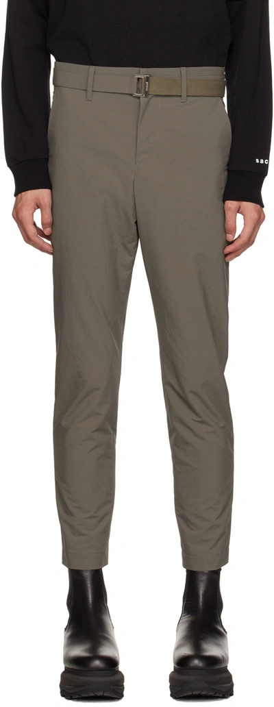 Sacai Taupe Matte Trousers In 550 Taupe