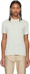 Tom Ford Off-white Embroidered T-shirt In Ig110 Soft Grey