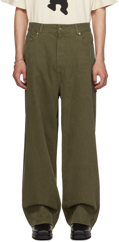 We11 Done Khaki Faded Trousers