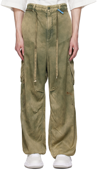 Miharayasuhiro Khaki Faded Cargo Pants In Green