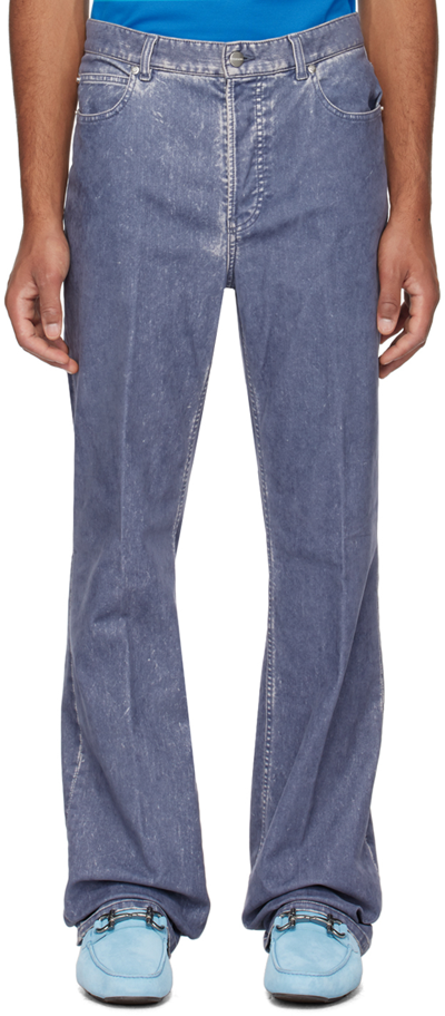 Ferragamo Blue 5-pocket Trousers In Graphite