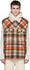 Isabel Marant Men's Kiraneo Plaid Flannel Vest In Ecor Ecru/orange