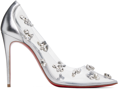 Christian Louboutin Degraqueen Embellished Pumps 100 In Silver