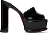 Christian Louboutin Amali Patent Red Sole Platform Mule Sandals In B439 Black/lin Black