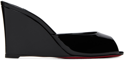 Christian Louboutin Me Dolly 85mm Patent Leather Wedge Pumps In B439 Black/lin Black