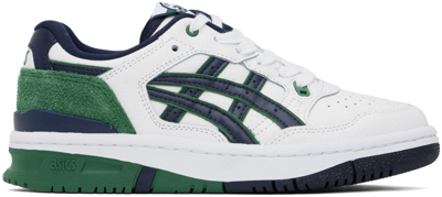 Asics White & Green Ex89 Trainers In White/midnight