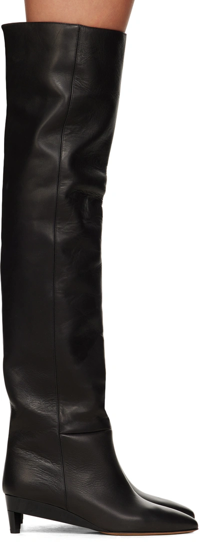 Isabel Marant Brown Lisali Tall Boots In 01bk Black