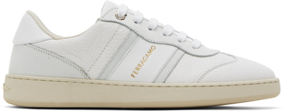 Ferragamo White Achille 1 Sneakers In 013 Bianco Ottico