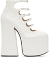Marc Jacobs 160mm Crocodile-embossed Platform Pumps In 118 Cotton Silver