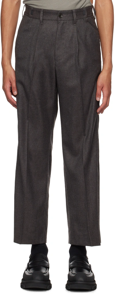Meanswhile Gray Side Zip Trousers In Charcoal