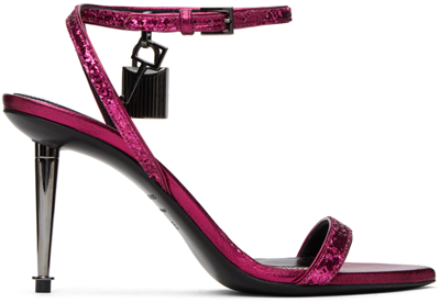 Tom Ford Pink Padlock Pointy Naked Heeled Sandals In 1p012 Fuchsia