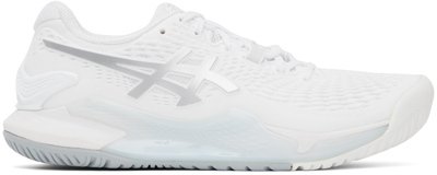 Asics White & Silver Gel-resolution 9 Sneakers In White/pure Silver