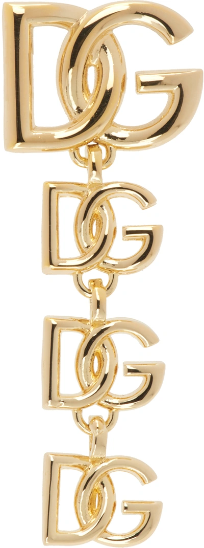 Dolce & Gabbana Logo-plaque Polished-finish Earring In Gold