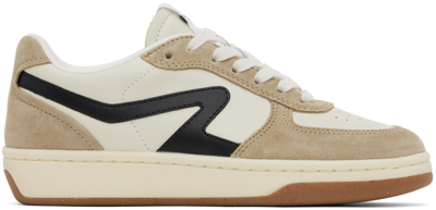 Rag & Bone Taupe & Off-white Retro Court Sneakers In White Black