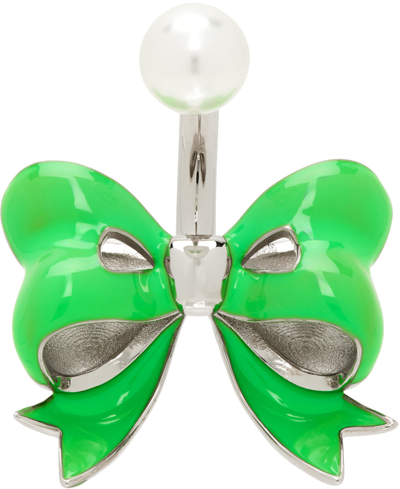 Safsafu Silver & Green Keep It Cute Single Earring In Grün