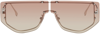 Fendi First Rectangular Sunglasses In Shiny Palladium G