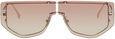 Fendi First Rectangular Sunglasses In Shiny Palladium G