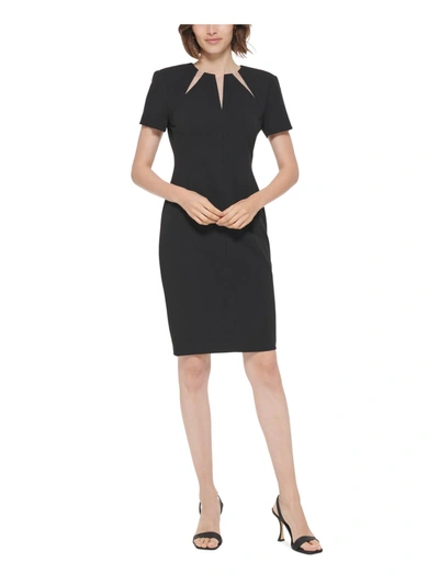 Calvin Klein Women's Cutout-neck Short-sleeve Sheath Dress In Black