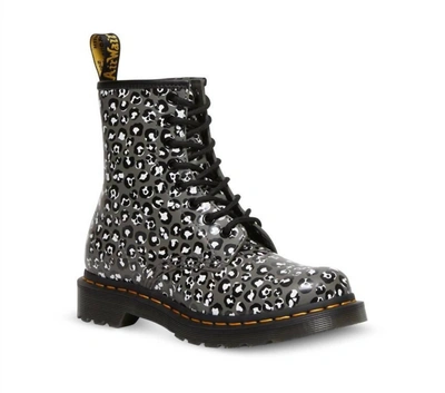 Dr. Martens' Damen 1460 Leopard Glattleder Schnürstiefel In Grey Leopard