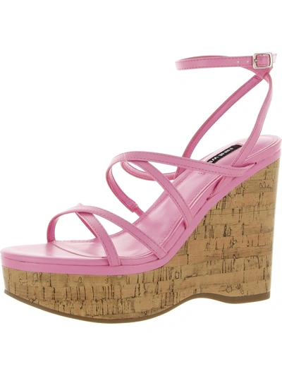 Nine West Rachal  Womens Dressy Ankle Strap Wedge Sandals In Pink