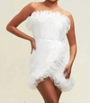 LUXXEL STRAPLESS MINI DRESS IN WHITE