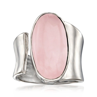 Ross-simons Oval Rose Quartz Wrap Ring In Sterling Silver In Pink