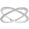 Pompeii3 1/5ct 10k White Gold Round Diamond Crossover Cocktail Fashion Statement X Ring In Multi