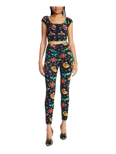 Betsey Johnson Womens Printed High Waist Leggings In Black