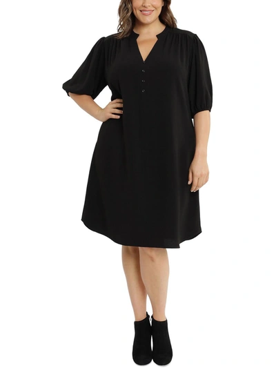 London Times Pebble Crepe Shift Dress In Black