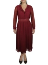 Nanette Lepore Womens Ruffled Mid-calf Midi Dress In Red