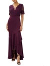 ADRIANNA PAPELL WOMENS LACE HI-LOW EVENING DRESS