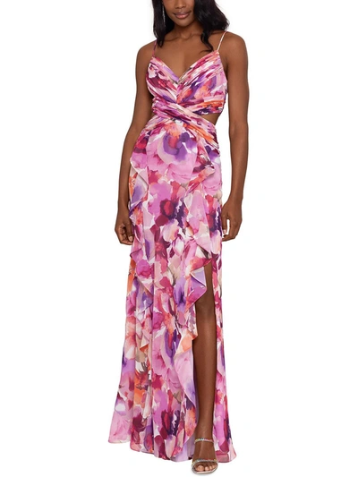 Xscape Womens Sheer Cut-out Evening Dress In Multi