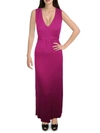 24seven Comfort Apparel Womens V-neck Long Maxi Dress In Pink
