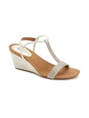 Style & Co Mulan Embellished Wedge Sandals, Created Macy's Women's Shoes In White