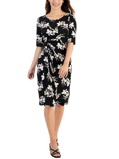 Connected Apparel Petites Womens Floral Knee Sheath Dress In Multi